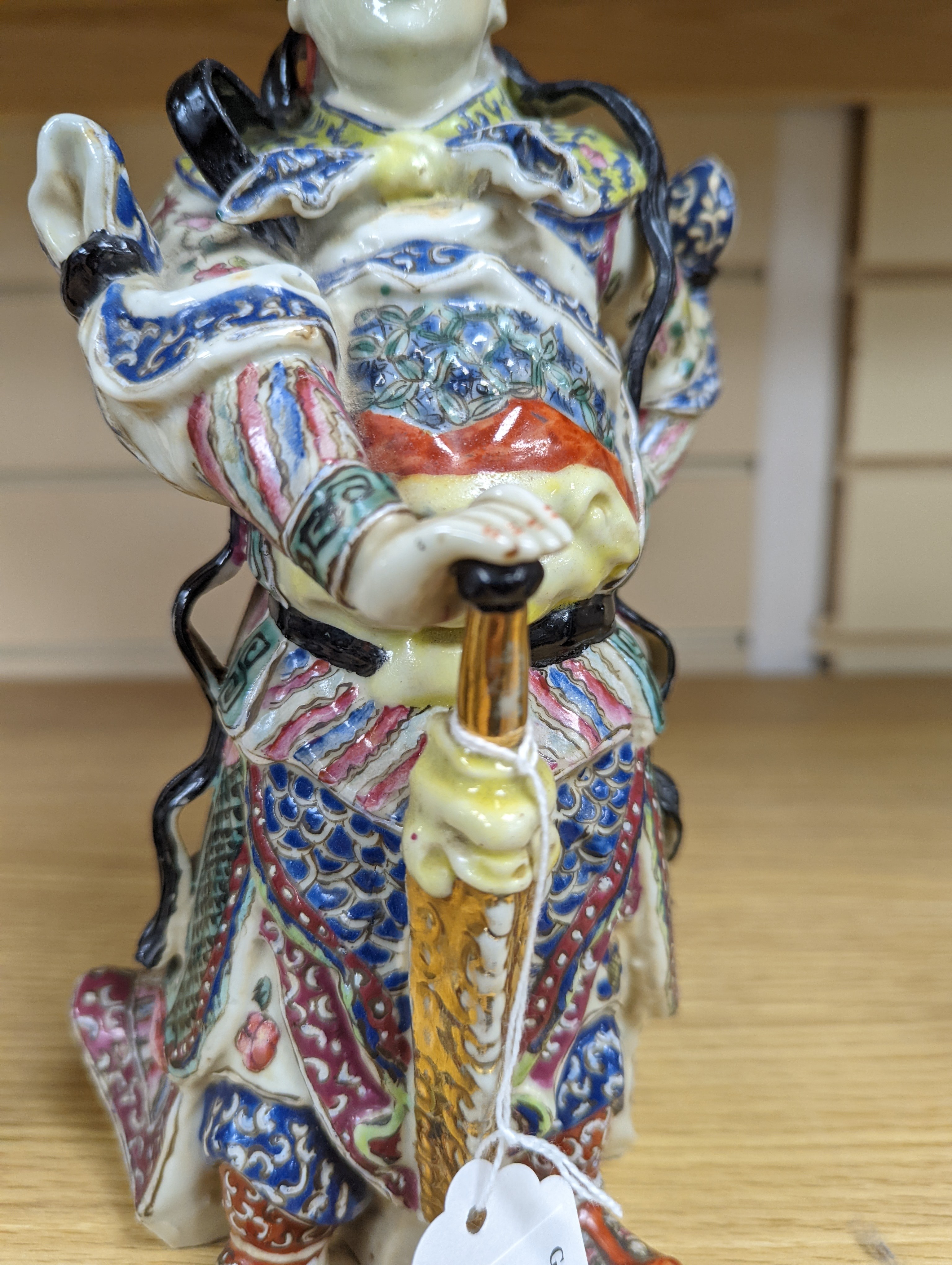 A Chinese enamelled porcelain figure of a General, Republic period, 26cm